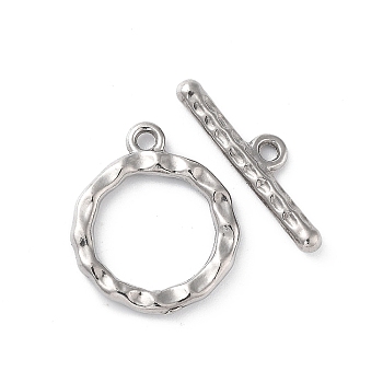 304 Stainless Steel Ring Toggle Clasps, Stainless Steel Color, 19x16x2mm, Hole: 1.6mm
