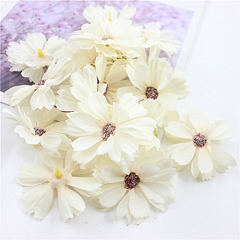 Silk Cloth Artifical Flower, For DIY Wedding Party Garland Decoration, Flower, Antique White, 45x11mm, 2.5mm Inner Diameter