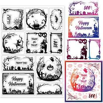 PVC Stamps, for DIY Scrapbooking, Photo Album Decorative, Cards Making, Stamp Sheets, Film Frame, Halloween Themed Pattern, 21x14.8x0.3cm
