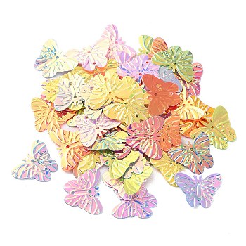 PVC Paillette/Sequins Beads, Connector Charms, Golden Sheen, Butterfly, Mixed Color, 17x22x0.6mm, Hole: 1.2mm, about 2381pcs/500g