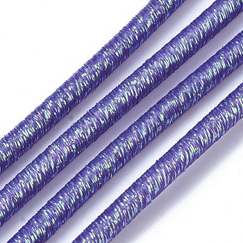 PVC Tubular Synthetic Rubber Cord, Hollow Pipe, with Glitter Powder, Mauve, 4mm, Hole: 1.8mm, about 54.68 yards(50m)/bundle