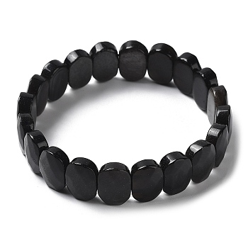 Natural Silver Obsidian Beaded Stretch Bracelet, Gemstone Jewelry for Women, Oval, Inner Diameter: 2-1/8 inch(5.4~5.5cm)