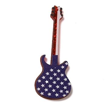 Independence Day Acrylic Pendants, American Flag, Guitar, 59.5x20.5x2mm, Hole: 1.6mm