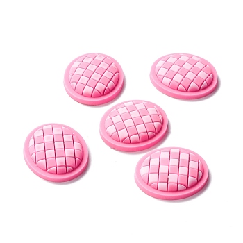 PVC Cabochons, for Hair Accessories, Oval with Lattice, Hot Pink, 29x25x6mm