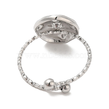 304 Stainless Steel Flat Round Open Cuff Ring Settings for Rhinestone(RJEW-M149-33P)-2