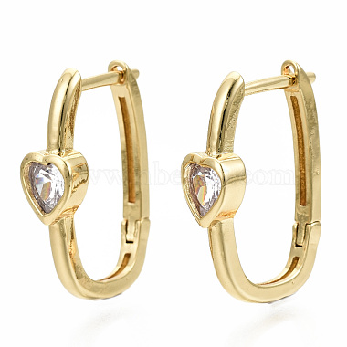 Clear Heart Brass Earrings
