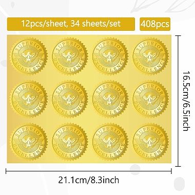 34 Sheets Self Adhesive Gold Foil Embossed Stickers(DIY-WH0509-086)-2