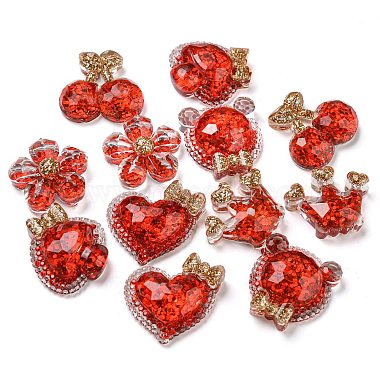 Red Mixed Shapes Plastic Cabochons