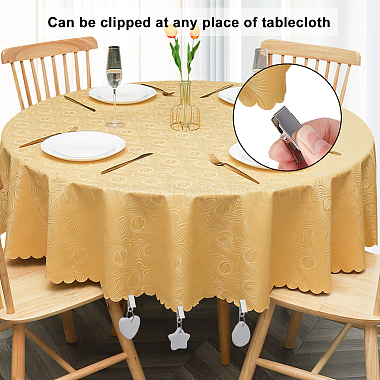 Star & Oval & Heart Shape Marble Tablecloth Weights with Stainless Steel Tablecloth Clips(HJEW-PH0001-25)-5
