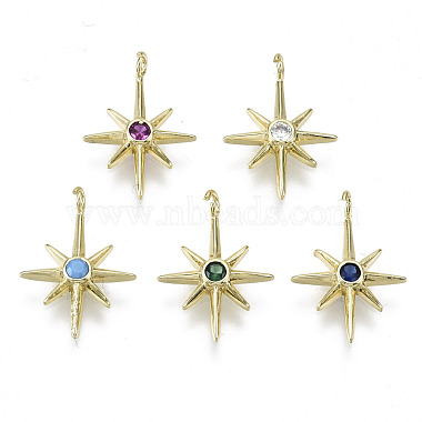 Real 16K Gold Plated Mixed Color Star Brass+Cubic Zirconia Pendants