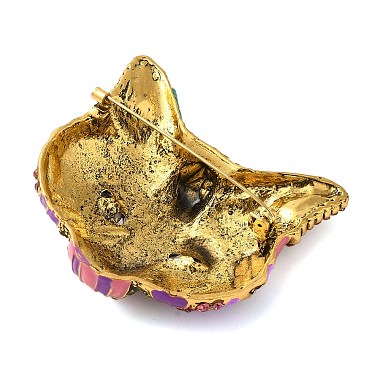 Cat Mask Alloy Rhinestone Brooch(JEWB-R025-07C)-2