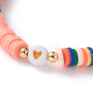 Bracelets extensibles de perles heishi en argile polymère(BJEW-JB05708-01)-2