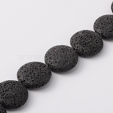 25mm Black Flat Round Lava Beads
