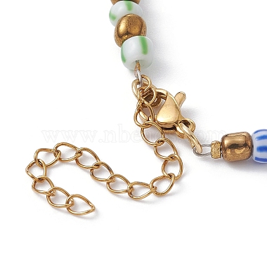 Evil Eye Lampwork & Glass Seed Beaded Necklace for Women(NJEW-JN04390)-5