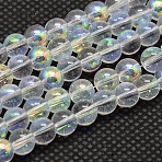 Imitate Austrian Crystal Electroplate Glass Round Bead Strands, Half AB Color Plated, Grade AA, AB Color Plated, 4mm, Hole: 1mm, about 90~93pcs/strand, 37~38cm(GLAA-F030-4mm-B01)