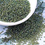MIYUKI Round Rocailles Beads, Japanese Seed Beads, 11/0, (RR361) Chartreuse Lined Olivine AB, 11/0, 2x1.3mm, Hole: 0.8mm, about 50000pcs/pound(SEED-G007-RR0361)