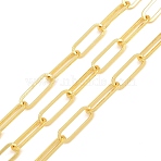 Brass Paperclip Chains, Soldered, with Spool, Long-Lasting Plated, Rack Plating, Lead Free & Cadmium Free, Real 18K Gold Plated, 15x5x1mm(KK-CBAC547-17G)