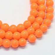 Baking Painted Glass Round Bead Strands, Dark Orange, 8.5~9mm, Hole: 1.5mm, about 105pcs/strand, 31.8 inch(X-DGLA-Q020-8mm-08)