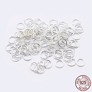 925 Sterling Silver Open Jump Rings, Round Rings, Silver, 21 Gauge, 6x0.7mm, Inner Diameter: 4mm, about 149pcs/10g(STER-F036-02S-0.7x6mm)