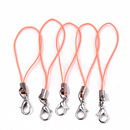 Polyester Cord Mobile Straps, with Platinum Plated Alloy Findings, Orange Red, 6.5~7cm(X-MOBA-R002-10)