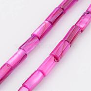 Natural Shell Bead Strands, Dyed, Column, Deep Pink, 8x4mm, Hole: 0.5mm, about 50pcs/strand, 15.7 inch(BSHE-P016-09)