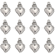 80Pcs Tibetan Style Alloy Pendants, Sacred Heart, Antique Silver, 21x14x3mm, Hole: 1.4mm(FIND-SC0007-74)