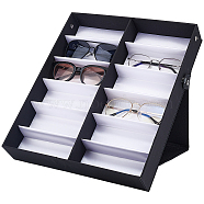 12-Slot Rectangle MDF Covered with Velvet Glasses Organizer Case, Jewelry Display Holder for Sunglasses Storage, Black, 37.5x31.8x5.9cm(ODIS-WH0038-30)