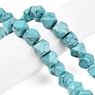 Synthetic Turquoise Beads Strands, Faceted Cube, 10.5x10.5x10.5~11mm, Hole: 1mm, about 20pcs/strand, 8.35''(21.2cm)(TURQ-T004-02)