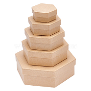 Kraft Cardboard Paper Jewelry Gift Boxes, Hexagon, BurlyWood, 57x65x27mm(CBOX-WH0006-10)