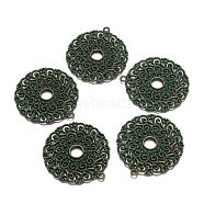 Flat Round Zinc Alloy Big Pendant, Cadmium Free & Nickel Free & Lead Free, Antique Bronze & Green Patina, 53x49x2.5mm, Hole: 2.5mm(PALLOY-R065-110-FF)