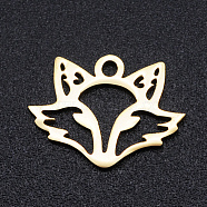 201 Stainless Steel Charms,  Fox, Golden, 11x15x1mm, Hole: 1.4mm(STAS-N090-JN843-2)