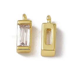 Rack Plating Brass Cubic Zirconia Charms, Real 18K Gold Plated, Long-Lasting Plated, Cadmium Free & Nickel Free & Lead Free, Cuboid Charm, Clear, 8x3x3mm, Hole: 1mm(KK-C007-21G)