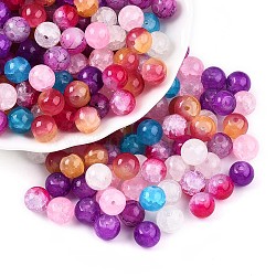 Baking Painted Imiation Jade Glass Beads, Crackle Glass Beads, Round, Mixed Color, 8~8.5mm, Hole: 1.2~1.6mm, about 1538pcs/1000g.(DGLA-S115-8mm-MY)