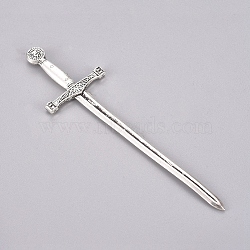 Tibetan Style Alloy Cabochons, Long Swords, for Crafting, Wire Wrapped Pendant Making, Antique Silver, 86x24x3.3mm(PALLOY-TAC0011-20AS)