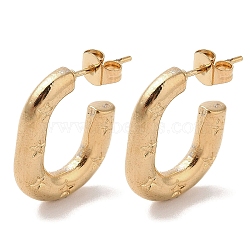 Oval 201 Stainless Steel Stud Earrings for Women, with 304 Stainless Steel Pin, Golden, 21x3.5mm(EJEW-G385-39G)