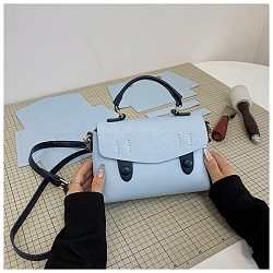 DIY Rectangle Corssbody Bags Set, Including Soft PU Leather Bag Materials, Light Sky Blue, 210x150x80mm(PW-WG26AC4-04)