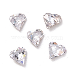 Cubic Zirconia Cabochons Cabochons, Pointed Back & Back Plated, Heart, Clear, 9x8x3.5mm(RGLA-J017-A-TG001)