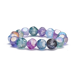 Bling Crackle Glass Beads Stretch Bracelet, Faceted Round Beads Bracelet for Girl Women, Colorful, Inner Diameter: 2-1/8 inch(5.3cm)(BJEW-JB07243)