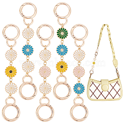 WADORN 5Pcs 5 Colors Sunflower Alloy Enamel Link Purse Strap Extenders, with Spring Gate Rings, Mixed Color, 15.2cm, 1pc/color(FIND-WR0009-35)