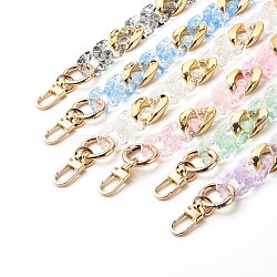 Transparent Spary Paint Acrylic Linking Rings Bag Handles, with Zinc Alloy Swivel Clasps & Alloy Spring Gate Rings, for Bag Replacement Accessories, Mixed Color, 42.5cm(AJEW-BA00092)