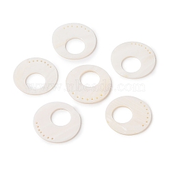 Natural Shell Connector Charms, Flat Round, Snow, 29.5x1.5mm, Hole: 1.2mm(BSHE-H018-13)