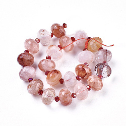 Natural Quartz Beads Strands, Faceted, Rondelle, 16~18x11~13mm, Hole: 1mm, about 20~21pcs/strand, 14.9~15.3 inch(38~39cm)(G-K294-B05)