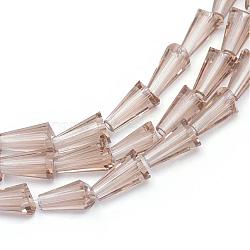 Transparent Glass Bead Strands, Cone, Tan, 9~12x6mm, Hole: 2mm, about 47~49pcs/strand, 18.70 inch~19.49 inch(47.5~49.5cm)(GLAA-R170-6x12-01A)
