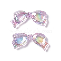 Transparent Acrylic Beads, AB Color, Bowknot, Violet, 14x29x5.5mm, Hole: 1.5mm(OACR-C009-08F)