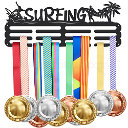 Surfing Theme Iron Medal Hanger Holder Display Wall Rack, with Screws, Coconut Tree Pattern, 150x400mm(ODIS-WH0021-421)