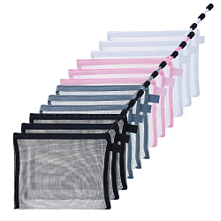 Nbeads 12Pcs 4 Colors Rectangle Nylon Mesh Pen Bags, Zipper Pen Bags, Study Supplies, Mixed Color, 240x185x0.7mm, 3pcs/color(AJEW-NB0005-90)