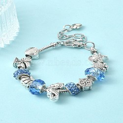 DIY Eurpean Bracelet Making Kit, Including Alloy & Brass & Polymer Clay Rhinestone European Beads, Brass Bracelet Jewelry Making, Starfish & Shell & Tortoise & Tree, Antique Silver & Silver, 12Pcs/bag(DIY-YW0007-89)