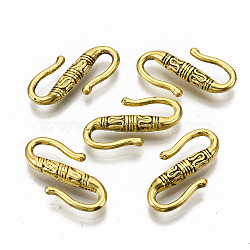 Tibetan Style Alloy S-Hook Clasps, Cadmium Free & Lead Free, Antique Golden, 22x12x3.5mm, about 700pcs/1000g(TIBE-N011-22AG-RS)