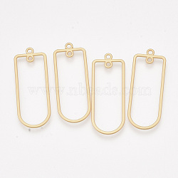 Smooth Surface Alloy  2-Loop Link Pendants, Rectangle, Matte Gold Color, 44x17x1mm, Hole: 1.8mm(PALLOY-T067-54MG)