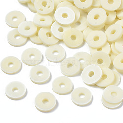 Eco-Friendly Handmade Polymer Clay Beads, Disc/Flat Round, Heishi Beads, Light Goldenrod Yellow, 8x0.5~1mm, Hole: 2mm, about 13000pcs/1000g(CLAY-R067-8.0mm-B21)